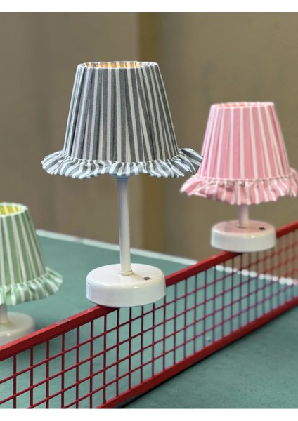 Ace Gri Çizgili Kablosuz Şarjlı Masa Lambası - Alt Uzun Beyaz fırsatları