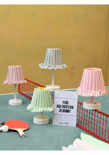 Ace Gri Çizgili Kablosuz Şarjlı Masa Lambası - Alt Uzun Beyaz