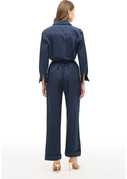 Lacivert Gömlek Yaka Boru Paça Tulum fırsatları