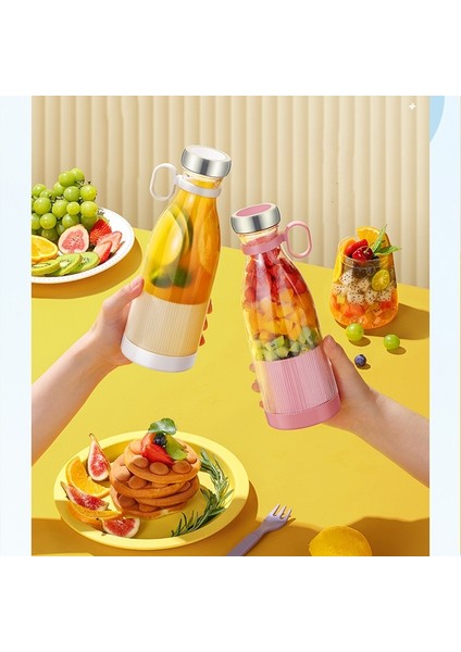 Taşınabilir Blender, Taşınabilir Mini Hızlı Blender 350ml Meyve Sıkacağı Kupası, Kablosuz Şarjlı, Smoothie Milkshake Suyu Bebek Maması için 4 Bıçaklı (3791)