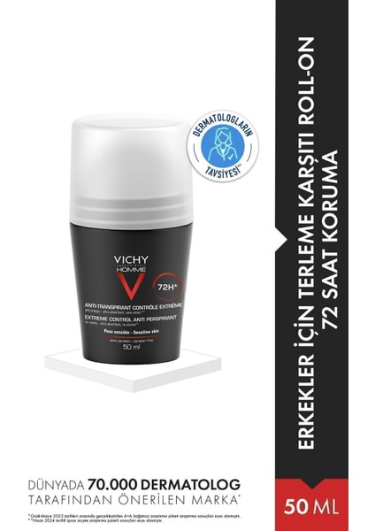 Homme Fresh Roll-On Erkek Deodorant 50 ml – Hassas Ciltler İçin 72 Saat Ter ve Kokuya Karşı Koruma