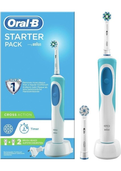 Şarjlı Diş Fırçası 2'li Set – Orta Sert Cross Action Başlık, Zamanlayıcı, Unisex, Almanya Üretimi fiyatları