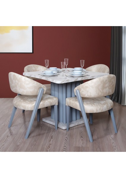 Alesta Kare 4 Sandalyeli Mutfak Masa Takımı