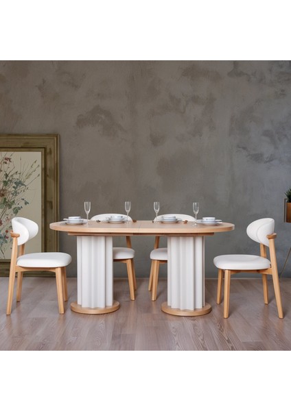 Lento Large Açılır 4 Sandalyeli Mutfak Masa Takımı