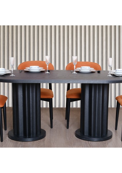 Dark Yuvarlak Büyük 4 Sandalyeli Mutfak Masa Takımı fiyatları