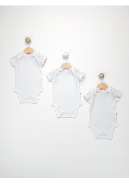 Unisex, Bebek Kısa Kol % 100 Pamuk 3'lü Çıtçıtlı Body & Zıbın 0-3 Ay / 3-6 Ay / 6-9 Ay