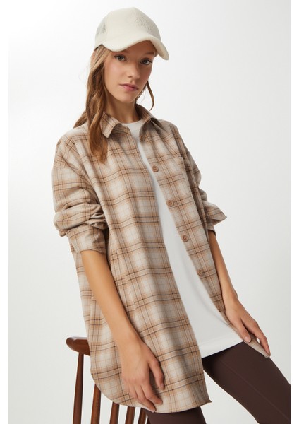 Kareli Oversize Oduncu Gömlek LDZ0049 Krem Bej fiyatları