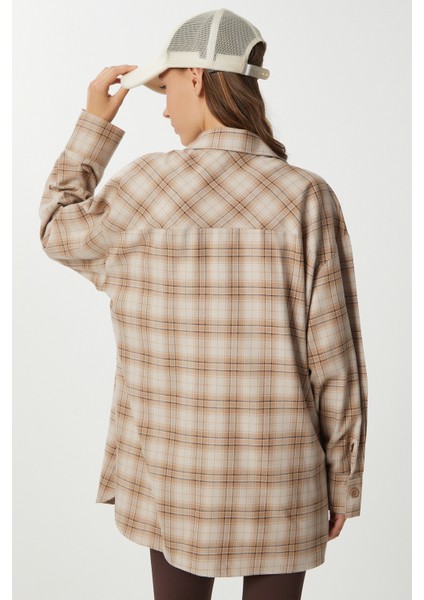 Kareli Oversize Oduncu Gömlek LDZ0049 Krem Bej indirimleri