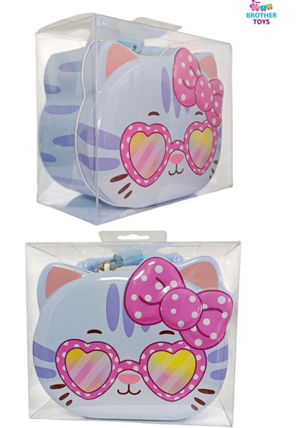 Kedi Figürlü Metal Kilitli Kumbara Para Kutusu Şirin Mini Güvenli Özel Kutusunda 14.5 Cm.