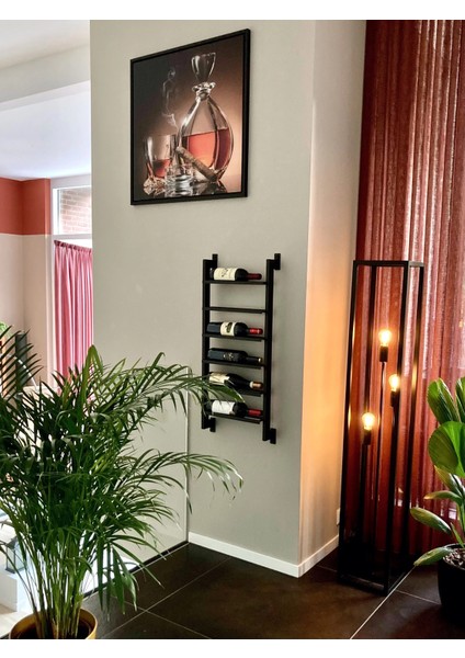 Duvara Monte 6 Katlı Şarap Rafı Metal Şaraplık