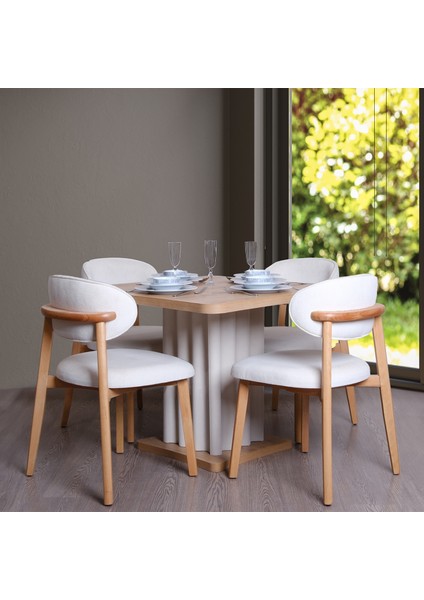 Lento Little Kare 4 Sandalyeli Mutfak Masa Takımı