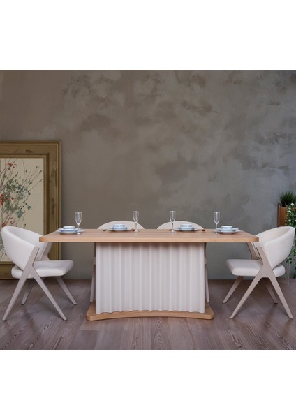 Lento Large Dikdörtgen 4 Sandalyeli Mutfak Masa Takımı