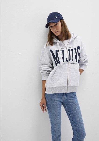 Kadın Açık Gri M1S10421-80196 Fermuarlı Sweatshirt modelleri