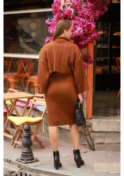 Midiboy Triko Elbise Crop Hırka Roya Ikili Takım fiyatları