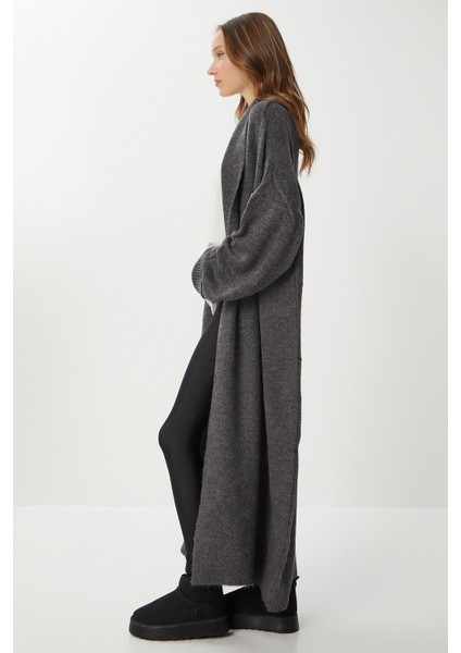 Oversize Uzun Triko Hırka LDD0129 Antrasit modelleri