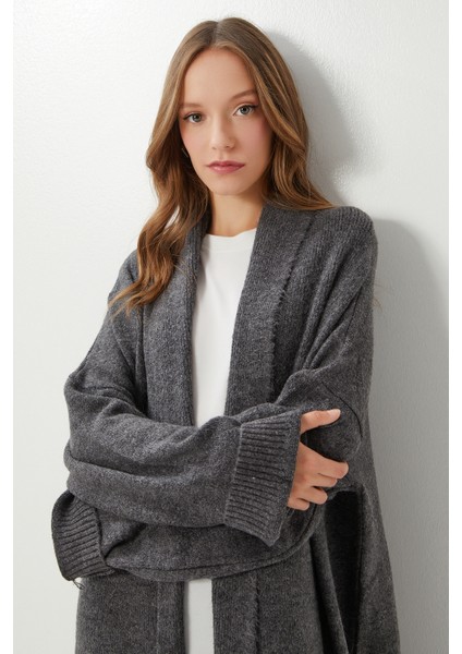 Oversize Uzun Triko Hırka LDD0129 Antrasit fırsatları