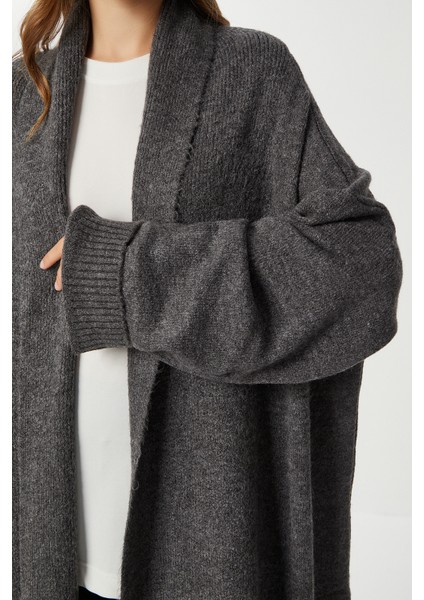 Oversize Uzun Triko Hırka LDD0129 Antrasit indirimleri