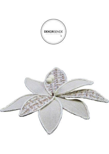 Yapay Kazayağı Desenli Keten Ponsetya Krem 30 cm fiyatları