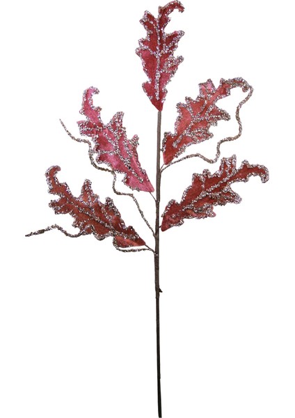Yapay Taşlı Kadife Yaprak Dal Pembe 70 cm