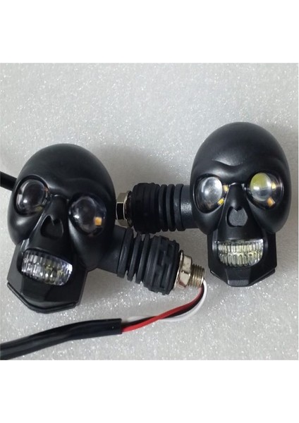 ( 2 x Adet ) 1 Takım Motorsiklet & Araç Hareketli Kurukafa Sarı+Beyaz Dinamik Sinyal+Park Devreli Ilave Kuyruk Sinyal Lambası