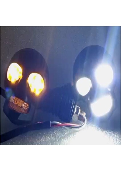 ( 2 x Adet ) 1 Takım Motorsiklet & Araç Hareketli Kurukafa Sarı+Beyaz Dinamik Sinyal+Park Devreli Ilave Kuyruk Sinyal Lambası modelleri