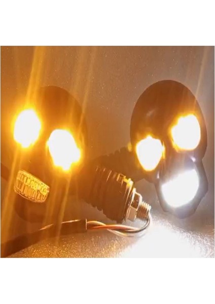 ( 2 x Adet ) 1 Takım Motorsiklet & Araç Hareketli Kurukafa Sarı+Beyaz Dinamik Sinyal+Park Devreli Ilave Kuyruk Sinyal Lambası indirimleri