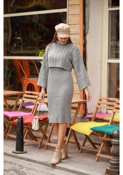 Midiboy Triko Elbise Crop Hırka Roya Ikili Takım fiyatları