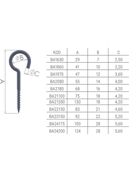 BA1630K Kapalı Piton 16X30 mm - 200 Adet modelleri