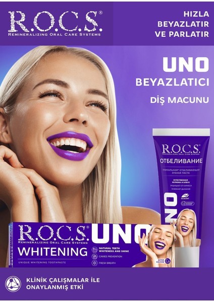 Uno Beyazlatıcı Diş Macunu 74 gr – SLS ve Florür İçermez, Aktif Kalsiyumlu, Nane-Baharat Aromalı, Günlük Kullanım İçin