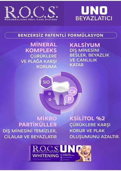 Uno Beyazlatıcı Diş Macunu 74 gr – SLS ve Florür İçermez, Aktif Kalsiyumlu, Nane-Baharat Aromalı, Günlük Kullanım İçin