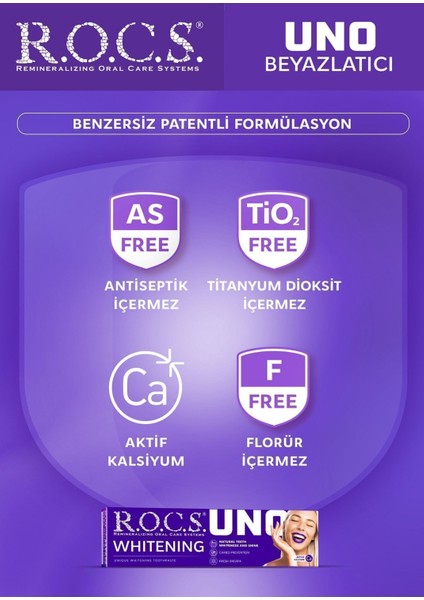 Uno Beyazlatıcı Diş Macunu 74 gr – SLS ve Florür İçermez, Aktif Kalsiyumlu, Nane-Baharat Aromalı, Günlük Kullanım İçin