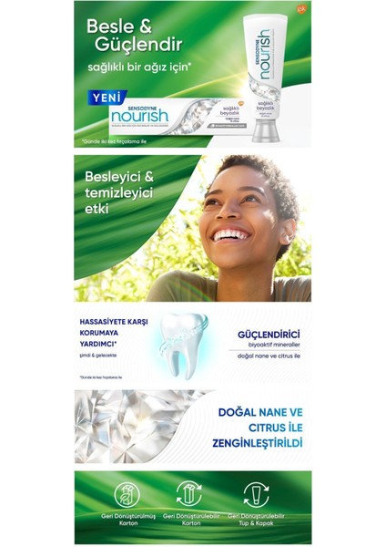 Nourish Sağlıklı Beyazlık Diş Macunu 75 ml x4 – Hassas Dişler İçin Nazik ve Etkili Beyazlatıcı Bakım