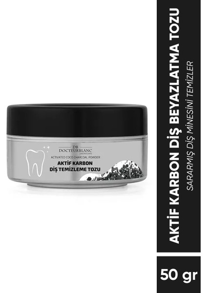 Docteur Blanc Aktif Karbon Diş Beyazlatma Tozu 50 g – Sararma ile Çay ve Kahve Lekelerine Karşı Etkili Temizlik