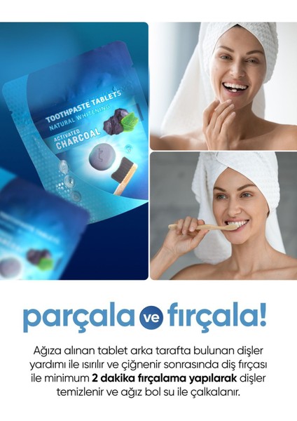Diş Silgisi ve Aktif Karbonlu Beyazlatıcı Diş Macunu Tableti 30 Adet – Nane Aromalı, Leke ve Plak Giderici fiyatları