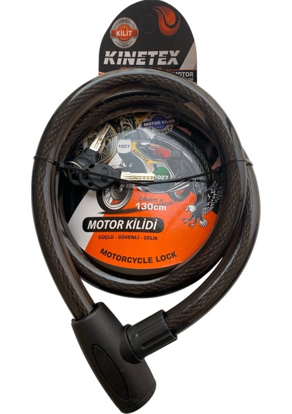 Motorsiklet Kiliti Güçlendirilmiş Kesilmez Çelik Halat Motor Kilidi 24MM 1,3metre Motor Zinciri