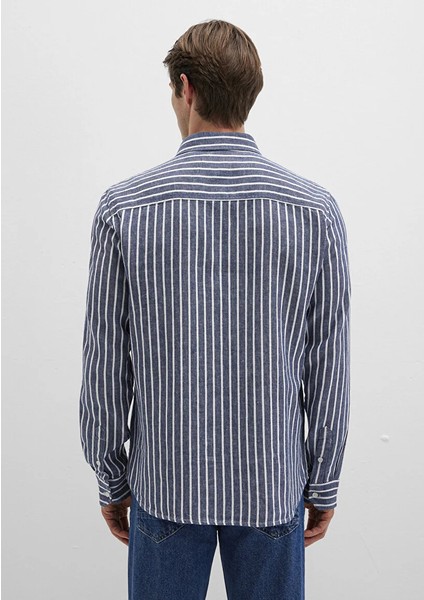 Çizgili Lacivert Gömlek 0211698-90917 fırsatları