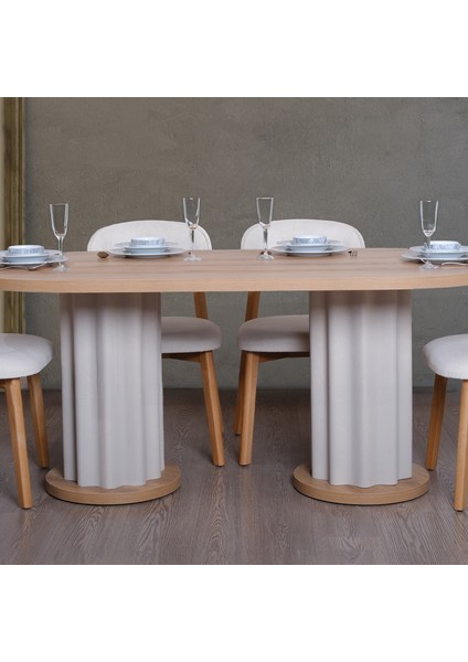 Lento Large Yuvarlak 4 Sandalyeli Mutfak Masa Takımı fiyatları