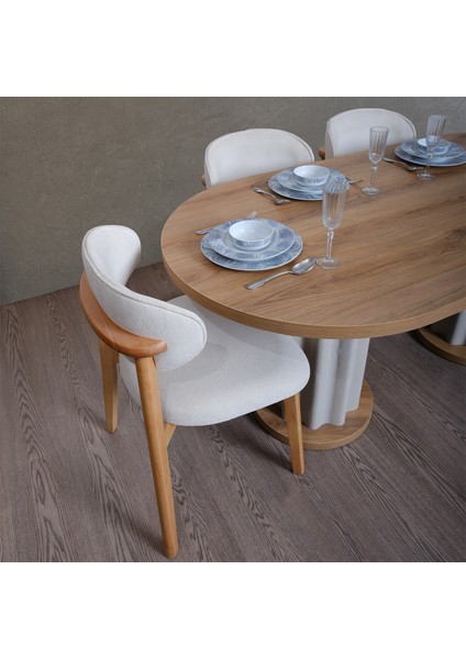 Lento Large Yuvarlak 4 Sandalyeli Mutfak Masa Takımı modelleri