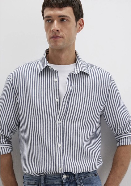 Çizgili Lacivert Gömlek 0211692-90911 fırsatları