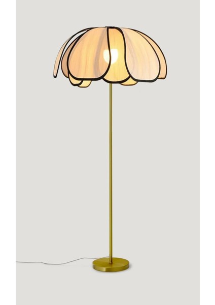 Palm Dekoratif Lambader Eskitme Gold Gövde Ekru Kumaş Abajur fiyatları