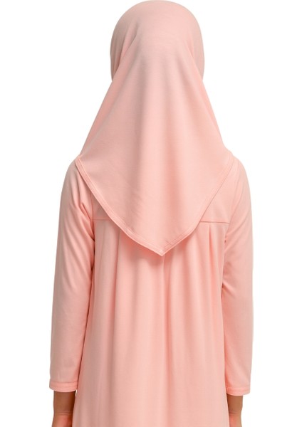Penye Kendinden Başörtülü Çocuk Namaz Elbisesi Açık Pembe/ 6-7-8 Yaş modelleri