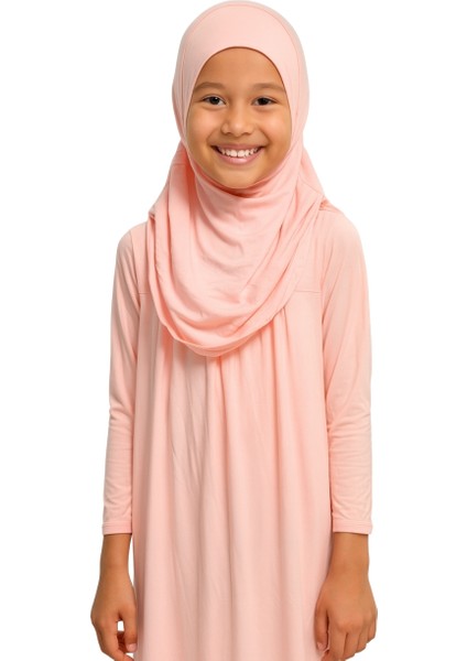 Penye Kendinden Başörtülü Çocuk Namaz Elbisesi Açık Pembe/ 6-7-8 Yaş fırsatları