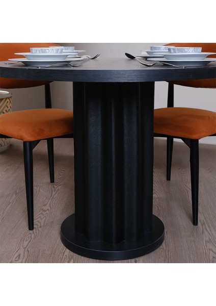 Dark Yuvarlak 4 Sandalyeli Mutfak Masa Takımı modelleri
