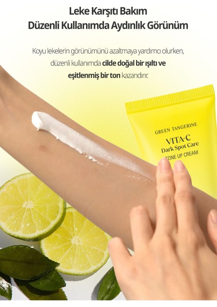 Green Tangerine Vita C Dark Spot Tone Up Cream - Ton Eşitleyici Makyaj Bazı ve Güneş Kremi SPF50+ Pa++++ fırsatları