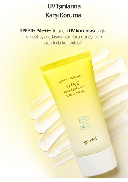 Green Tangerine Vita C Dark Spot Tone Up Cream - Ton Eşitleyici Makyaj Bazı ve Güneş Kremi SPF50+ Pa++++ indirimleri