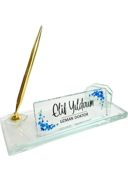 Kişiye Özel Uv Baskılı Premium Kristal Masa Isimliği modelleri