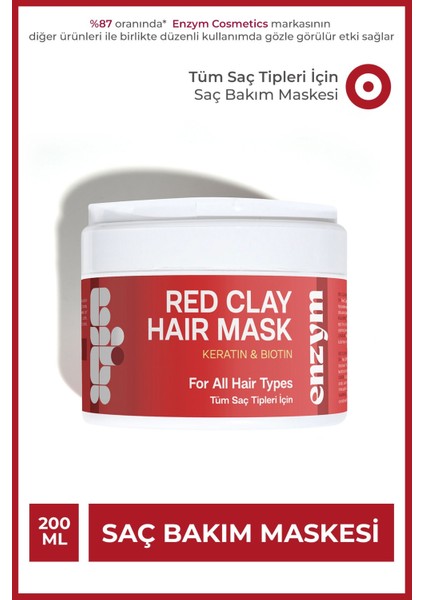 Kırmızı Kil Saç Maskesi, Detoks Etkili, Nemlendirici ve Hacim Kazandırıcı Etki 250 ml