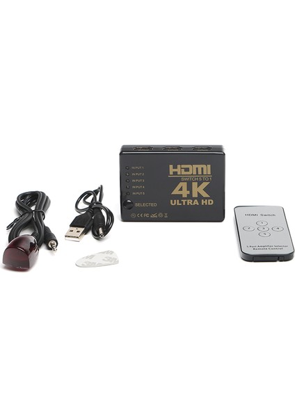 5 Giriş - 1 Çıkış HDMI Switch / 4K@60Hz, 10Gbps, HDCP, Led Göstergeli, Uzaktan Kumanda(DK-HD-SW4X1K)