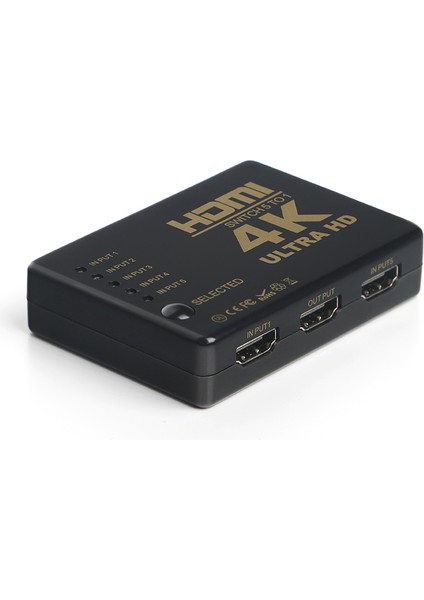 5 Giriş - 1 Çıkış HDMI Switch / 4K@60Hz, 10Gbps, HDCP, Led Göstergeli, Uzaktan Kumanda(DK-HD-SW4X1K)