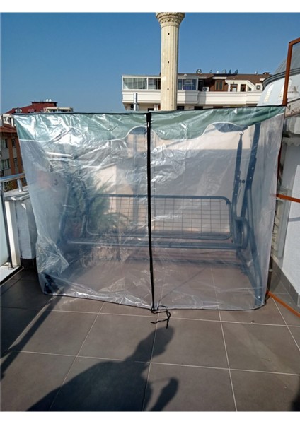 Şeffaf UV Katkılı Naylon Salıncak Koruma Örtüsü 200x135x160 cm, Kuşgözü ve İpli Sabitlemeli modelleri